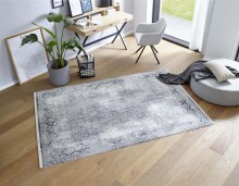 Teppich in Grau/Creme Bordüre aus 50% Viskose, 50% Acryl - 290x200x0,6cm (LxBxH)