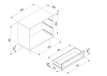 Kommode >Kuta< in Sonoma-Eiche - 80x80x40cm (BxHxT)