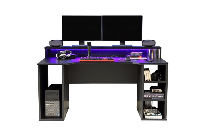 Schreibtisch >Tamas< in Schwarz/matt - 160x91,1x72cm (BxHxT)