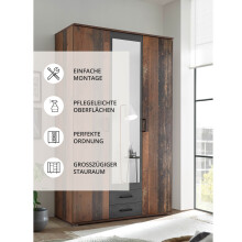 Kleiderschrank >Cilli< in Old Style - 120x197x54cm (BxHxT)