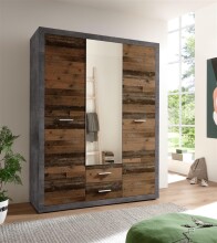 Kleiderschrank >Stern< in Betonoxid - 151x198x55cm...