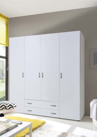 Kleiderschrank >Hamina< in Weiß - 160x177x52cm (BxHxT)