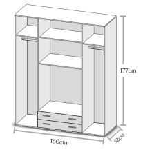Kleiderschrank >Hamina< in Eiche Sonoma - 160x177x52cm (BxHxT)