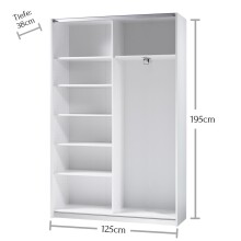 Kleiderschrank >Fred< in Weiß - 125x196x38cm (BxHxT)