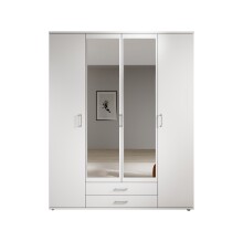 Kleiderschrank >Karl< in Weiß / Spiegel - 159x196x54cm (BxHxT)