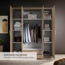 Kleiderschrank >Karl< in Eiche Sonoma - 159x196x54cm (BxHxT)