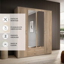Kleiderschrank >Karl< in Eiche Sonoma - 159x196x54cm (BxHxT)