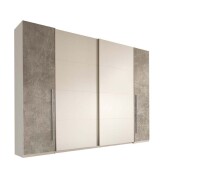 Kleiderschrank >Ketty< in Weiß / Beton - 270x225x61cm (BxHxT)