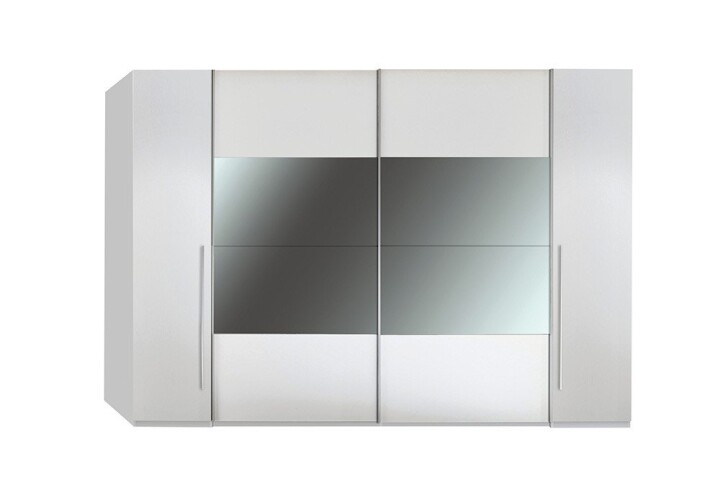 Kleiderschrank >Mega< in Weiß / Spiegel - 312x226x61cm (BxHxT)