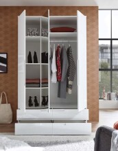 Kleiderschrank >Suzette< in Weiß - 126x208x57 (BxHxT)