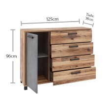 Kommode >Donielle< in Alpine Lodge - 125x96x38cm (BxHxT)