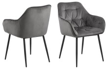 Armlehnstuhl >Brooke< (2er-Set) in Dunkelgrau aus Metall,Stoff - 58x83x55cm (BxHxT)