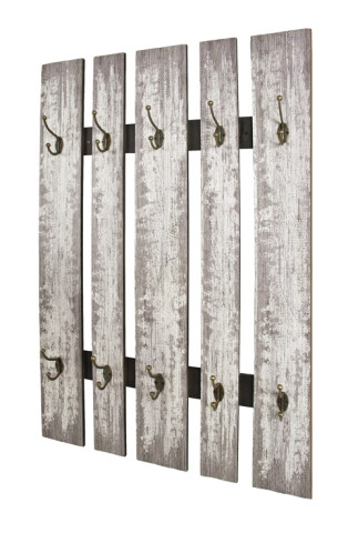 Garderobenhaken >Marta< in grau aus MDF, Stahl - 65x100x9cm (BxHxT)