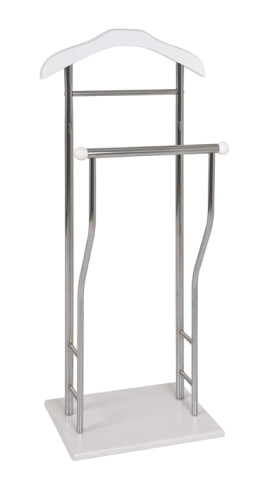 Herrendiener >Ralf< in chrom-weiß aus Stahl, MDF - 45x110x30cm (BxHxT)