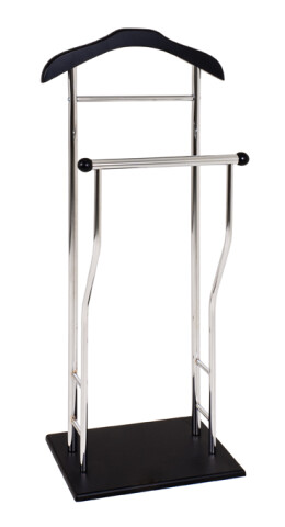 Herrendiener >Ralf< in chrom-schwarz aus Stahl, MDF - 45x110x30cm (BxHxT)
