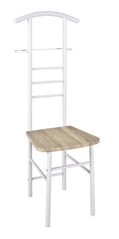 Herrendiener >Step< in weiß-eiche aus Stahl, MDF - 46x119x50cm (BxHxT)