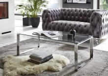 Couchtisch >David 2< in Edelstahl aus Edelstahl, Glas 8 mm - 120x40x60cm (BxHxT)