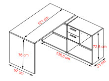 Eckschreibtisch >Yihabo I< - 121x78,4x136,5cm (BxHxT)