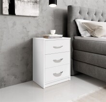 Nachtkommode >Bettine< in Weiß - 39x54x28cm...