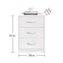 Nachtkommode >Bettine< in Weiß - 39x54x28cm (BxHxT)