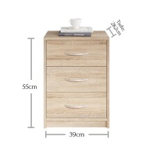 Nachtkommode >Bettine< in Eiche Sonoma Nachbildung - 39x54x28cm (BxHxT)