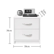Nachtkommode >Bettine< in Weiß - 39x39x28cm (BxHxT)