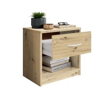 Nachtkommode >Pepe< in Artisan Eiche Nachbildung - 39x41x28cm (BxHxT)