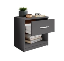 Nachtkommode >Bettine< in Graphit - 39x41x28cm (BxHxT)