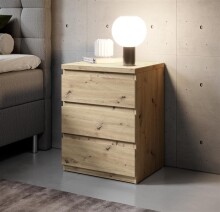 Nachtkommode >Olli< in Artisan Eiche Nachbildung - 45x61x38cm (BxHxT)