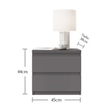 Nachtkommode >Olli< in Graphit - 45x44x38cm (BxHxT)