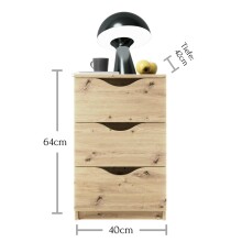 Nachtkommode >Luki< in Artisan Eiche Nachbildung - 40x64x42cm (BxHxT)