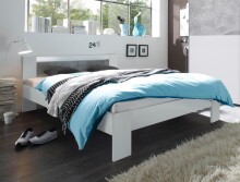 Futonbett >Vega< in Beton Nachbildung / Weiß...