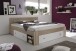 Stauraumbett >Robina< in Eiche Sonoma Nachbildung / Weiß - 145x86x204cm (BxHxT)