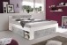 Stauraumbett >Robina< in Beton Nachbildung / Weiß - 145x86x204cm (BxHxT)