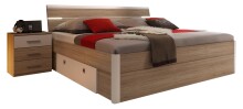 Bettanlage >Isobel< in Eiche Sonoma Nachbildung / Weiß - 185x97x216cm (BxHxT)