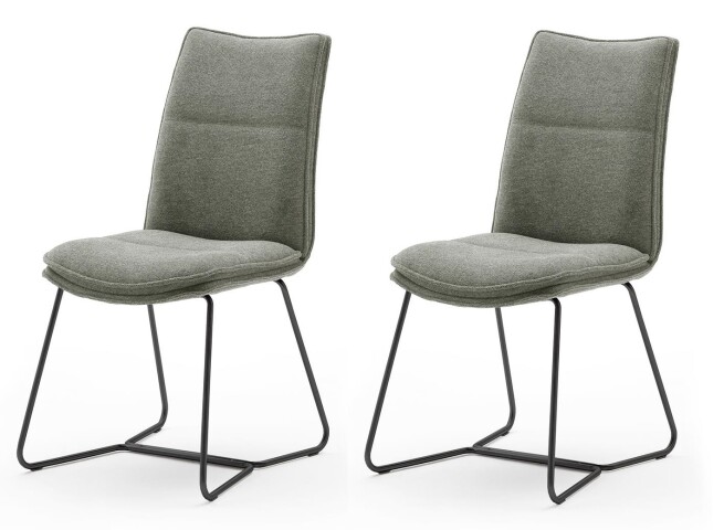 Polsterstuhl >HAMPTON< (2er Set) in olive - 48x94x65 (BxHxT)
