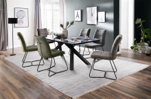 Polsterstuhl >HAMPTON< (2er Set) in olive - 48x94x65 (BxHxT)