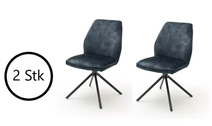 Polsterstuhl >OTTAWA< (2er Set) in petrol - 52x89x64 (BxHxT)
