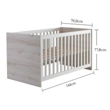 Babybett >Cristiano< in Aurum Nachbildung / Weiß - 76,9x77,8x144cm (BxHxT)