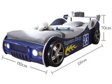 Autobett >Letta< in Blau - 219,5x69x109,4cm (BxHxT)
