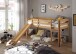 Hochbett >Keni< in Kiefer Natur aus Massivholz - 207x113x97cm (BxHxT)