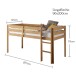 Hochbett >Keni< in Kiefer Natur aus Massivholz - 207x113x97cm (BxHxT)