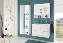 Hochschrank >Bella< in Weiß aus Glas - 55x160x30cm (BxHxT)
