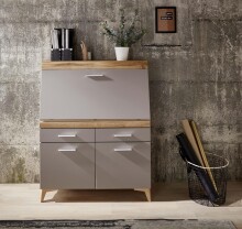 Sekretär >Secret< Basalt MDF, Absetzung Eiche Altholz