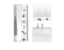 Badezimmer-Set >Bella< (3-teilig) in Weiß aus Glas - 145x190x45cm (BxHxT)