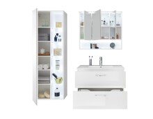 Badezimmer-Set >Bella< (3-teilig) in Weiß aus Glas - 145x190x45cm (BxHxT)