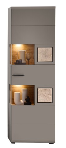 Vitrine >Kathlin< in Basalt aus Metall - 65x205x37cm (BxHxT)