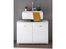 Waschbeckenunterschrank >Peter< in Weiß aus MDF - 80x57x30cm (BxHxT)