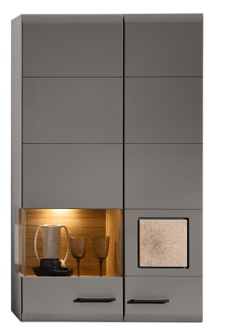Hängevitrine >Kathlin< in Basalt aus Metall - 80x136x37cm (BxHxT)