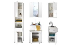 Hochschrank >Peter< in Weiß aus MDF - 38x190x30cm (BxHxT)
